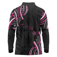 Traditional Art Hawaiian Kakau Tattoos Long Sleeve Polo Shirt Pink Color - Polynesian Pride