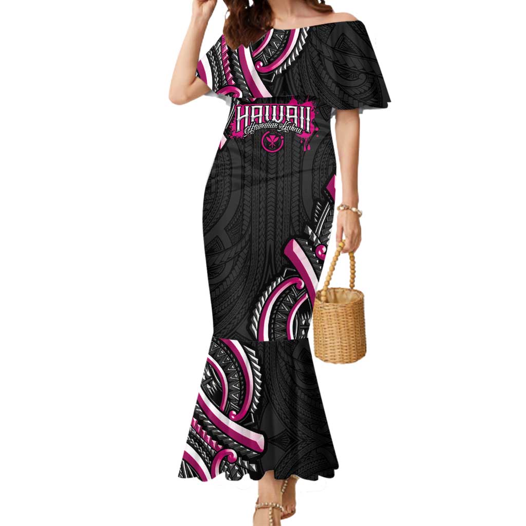 Traditional Art Hawaiian Kakau Tattoos Mermaid Dress Pink Color - Polynesian Pride