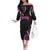 Traditional Art Hawaiian Kakau Tattoos Off The Shoulder Long Sleeve Dress Pink Color - Polynesian Pride