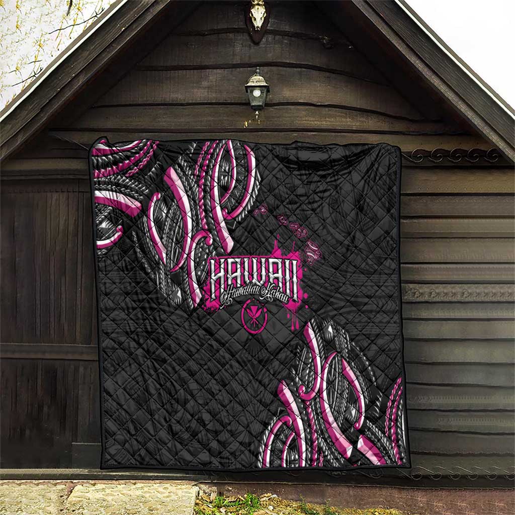 Traditional Art Hawaiian Kakau Tattoos Quilt Pink Color - Polynesian Pride