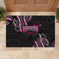 Traditional Art Hawaiian Kakau Tattoos Rubber Doormat Pink Color - Polynesian Pride