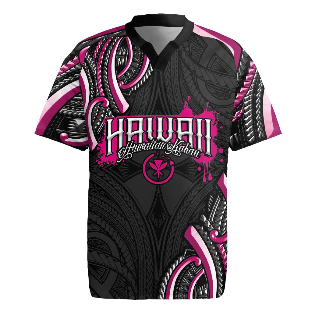 Traditional Art Hawaiian Kakau Tattoos Rugby Jersey Pink Color - Polynesian Pride