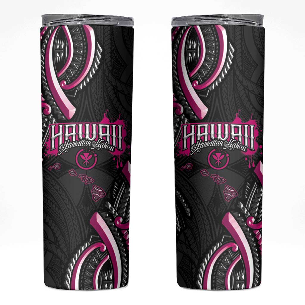 Traditional Art Hawaiian Kakau Tattoos Skinny Tumbler Pink Color - Polynesian Pride