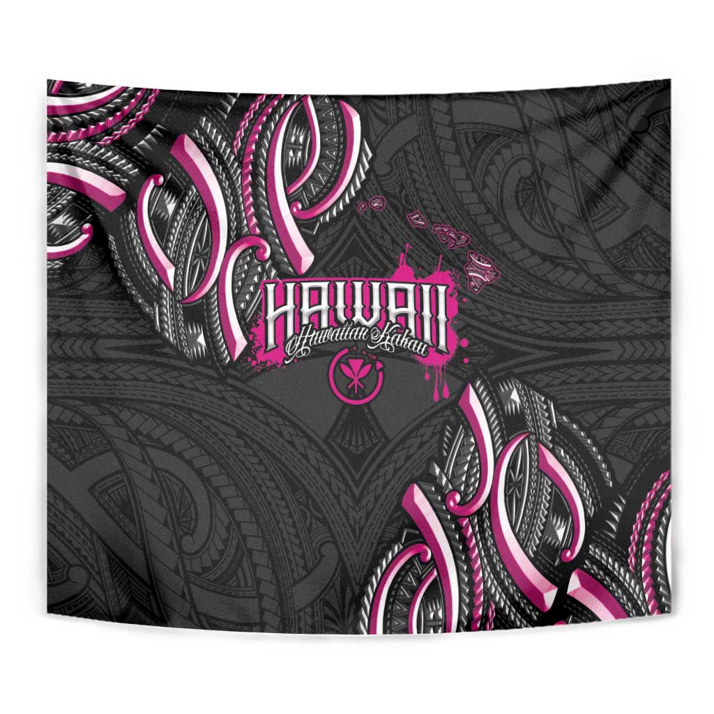 Traditional Art Hawaiian Kakau Tattoos Tapestry Pink Color - Polynesian Pride