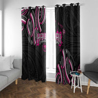 Traditional Art Hawaiian Kakau Tattoos Window Curtain Pink Color - Polynesian Pride
