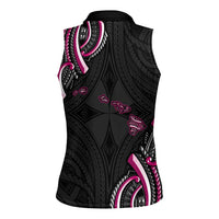 Traditional Art Hawaiian Kakau Tattoos Women Sleeveless Polo Shirt Pink Color LT03 - Polynesian Pride