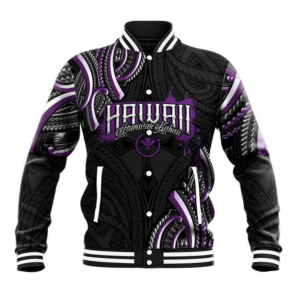 Traditional Art Hawaiian Kakau Tattoos Baseball Jacket Purple Color - Polynesian Pride