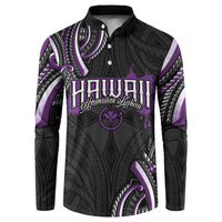 Traditional Art Hawaiian Kakau Tattoos Button Sweatshirt Purple Color - Polynesian Pride