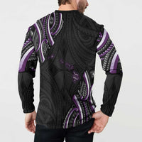 Traditional Art Hawaiian Kakau Tattoos Button Sweatshirt Purple Color - Polynesian Pride