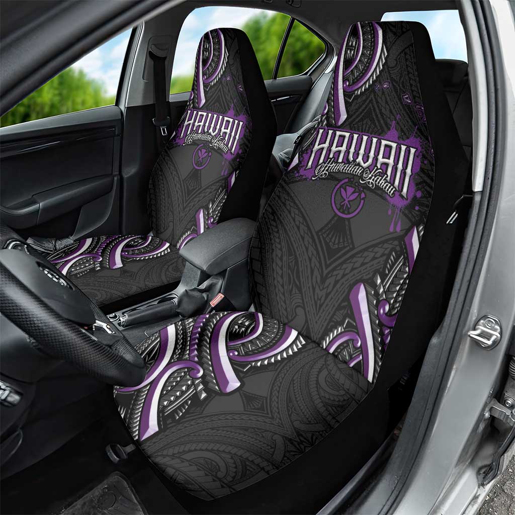 Traditional Art Hawaiian Kakau Tattoos Car Seat Cover Purple Color - Polynesian Pride