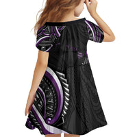 Traditional Art Hawaiian Kakau Tattoos Family Matching Long Sleeve Bodycon Dress and Hawaiian Shirt Purple Color LT03 - Polynesian Pride