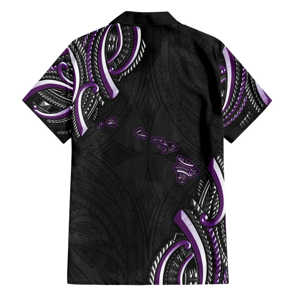 Traditional Art Hawaiian Kakau Tattoos Family Matching Long Sleeve Bodycon Dress and Hawaiian Shirt Purple Color LT03 - Polynesian Pride
