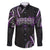 Traditional Art Hawaiian Kakau Tattoos Family Matching Long Sleeve Bodycon Dress and Hawaiian Shirt Purple Color - Polynesian Pride