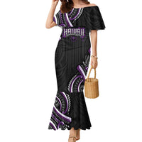 Traditional Art Hawaiian Kakau Tattoos Family Matching Mermaid Dress and Hawaiian Shirt Purple Color LT03 Mom's Dress Purple - Polynesian Pride