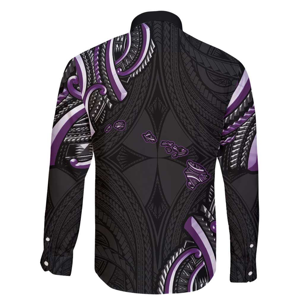 Traditional Art Hawaiian Kakau Tattoos Family Matching Puletasi and Hawaiian Shirt Purple Color - Polynesian Pride