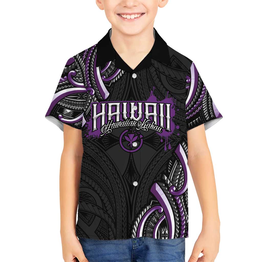 Traditional Art Hawaiian Kakau Tattoos Family Matching Summer Maxi Dress and Hawaiian Shirt Purple Color LT03 Son's Shirt Purple - Polynesian Pride