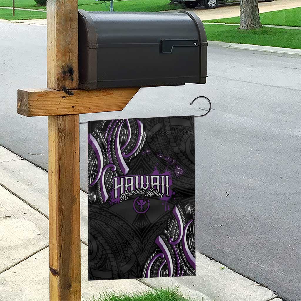 Traditional Art Hawaiian Kakau Tattoos Garden Flag Purple Color - Polynesian Pride