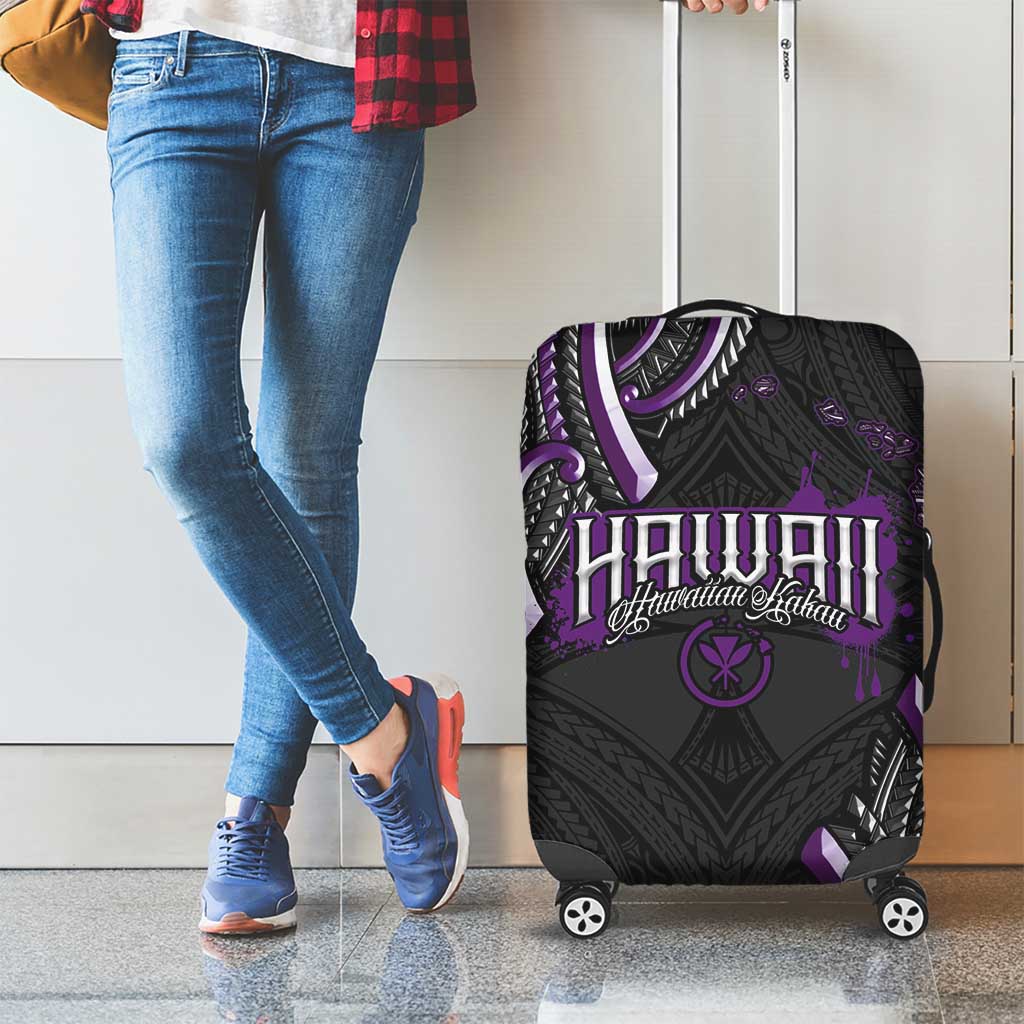 Traditional Art Hawaiian Kakau Tattoos Luggage Cover Purple Color - Polynesian Pride