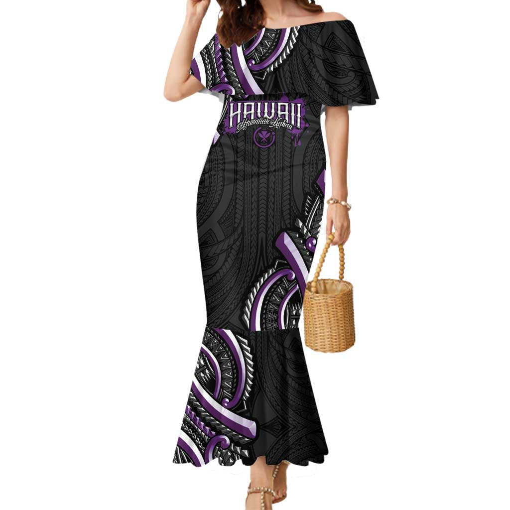 Traditional Art Hawaiian Kakau Tattoos Mermaid Dress Purple Color - Polynesian Pride