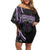 Traditional Art Hawaiian Kakau Tattoos Off Shoulder Short Dress Purple Color - Polynesian Pride