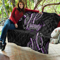 Traditional Art Hawaiian Kakau Tattoos Quilt Purple Color - Polynesian Pride