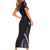 Traditional Art Hawaiian Kakau Tattoos Short Sleeve Bodycon Dress Purple Color - Polynesian Pride