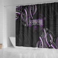 Traditional Art Hawaiian Kakau Tattoos Shower Curtain Purple Color - Polynesian Pride