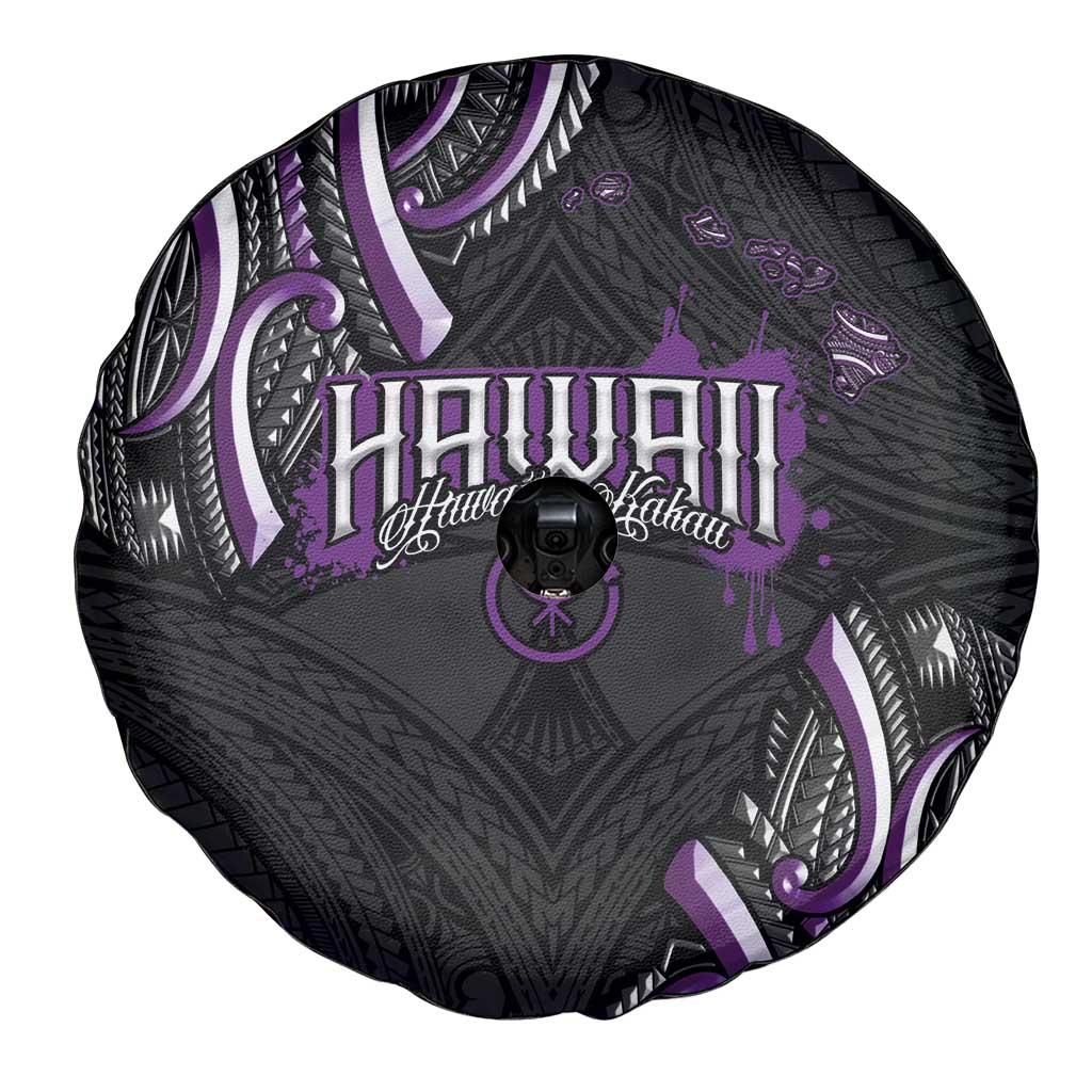 Traditional Art Hawaiian Kakau Tattoos Spare Tire Cover Purple Color - Polynesian Pride