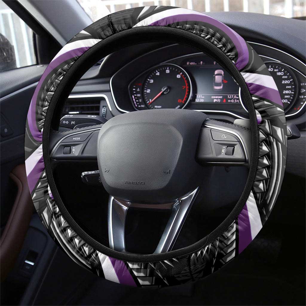 Traditional Art Hawaiian Kakau Tattoos Steering Wheel Cover Purple Color - Polynesian Pride