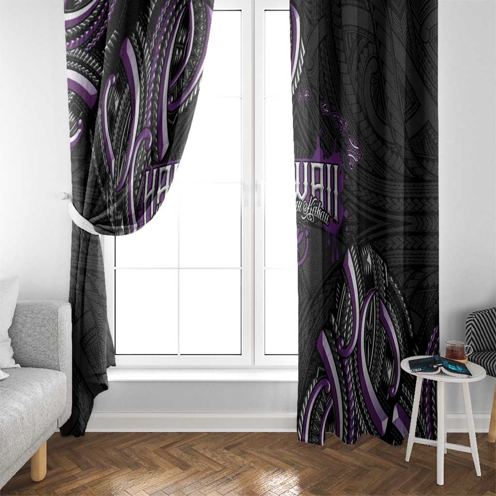 Traditional Art Hawaiian Kakau Tattoos Window Curtain Purple Color - Polynesian Pride