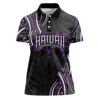 Traditional Art Hawaiian Kakau Tattoos Women Polo Shirt Purple Color LT03 Female Purple - Polynesian Pride