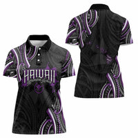 Traditional Art Hawaiian Kakau Tattoos Women Polo Shirt Purple Color LT03 - Polynesian Pride