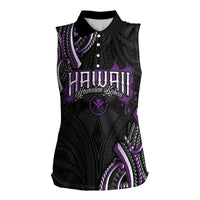 Traditional Art Hawaiian Kakau Tattoos Women Sleeveless Polo Shirt Purple Color LT03 Female Purple - Polynesian Pride