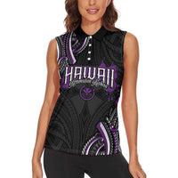 Traditional Art Hawaiian Kakau Tattoos Women Sleeveless Polo Shirt Purple Color LT03 - Polynesian Pride