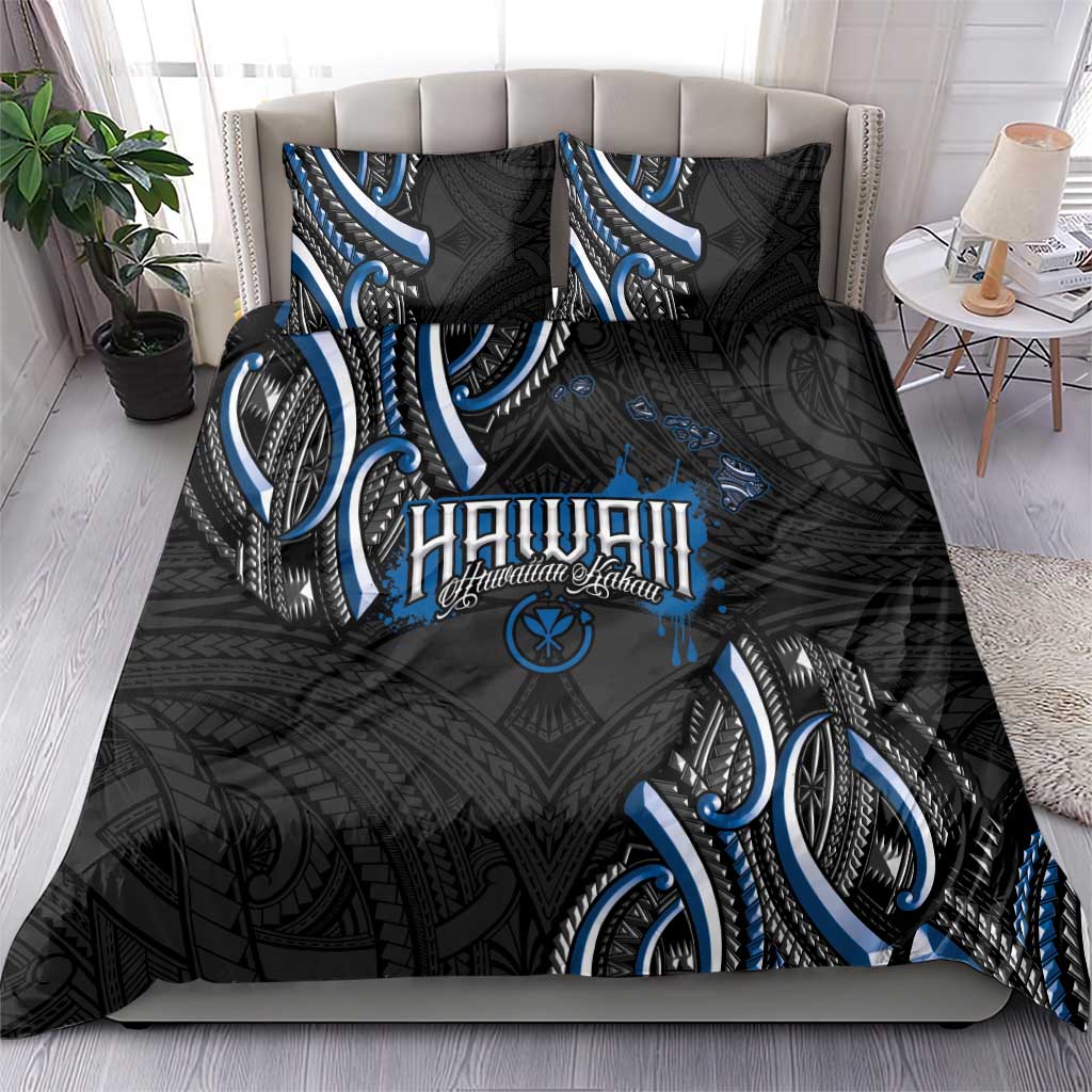 Traditional Art Hawaiian Kakau Tattoos Bedding Set Blue Color - Polynesian Pride