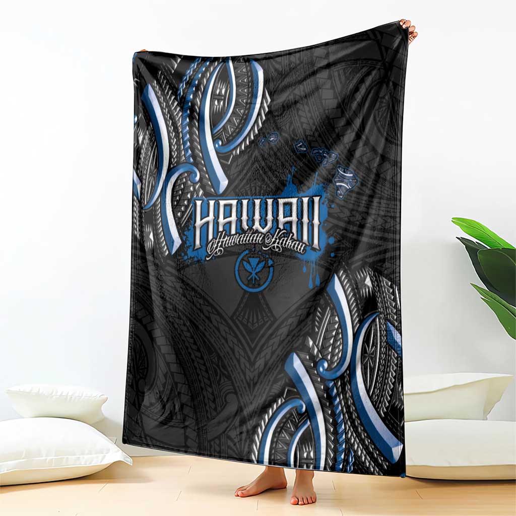 Traditional Art Hawaiian Kakau Tattoos Blanket Blue Color - Polynesian Pride