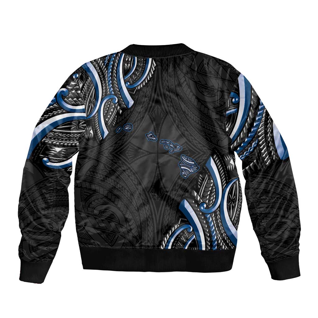 Traditional Art Hawaiian Kakau Tattoos Bomber Jacket Blue Color - Polynesian Pride