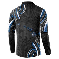 Traditional Art Hawaiian Kakau Tattoos Button Sweatshirt Blue Color - Polynesian Pride