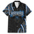 Traditional Art Hawaiian Kakau Tattoos Family Matching Short Sleeve Bodycon Dress and Hawaiian Shirt Blue Color - Polynesian Pride