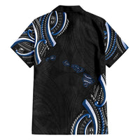 Traditional Art Hawaiian Kakau Tattoos Family Matching Short Sleeve Bodycon Dress and Hawaiian Shirt Blue Color LT03 - Polynesian Pride