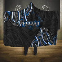 Traditional Art Hawaiian Kakau Tattoos Hooded Blanket Blue Color - Polynesian Pride