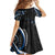 Traditional Art Hawaiian Kakau Tattoos Kid Short Sleeve Dress Blue Color - Polynesian Pride