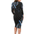 Traditional Art Hawaiian Kakau Tattoos Long Sleeve Bodycon Dress Blue Color - Polynesian Pride