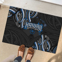 Traditional Art Hawaiian Kakau Tattoos Rubber Doormat Blue Color - Polynesian Pride