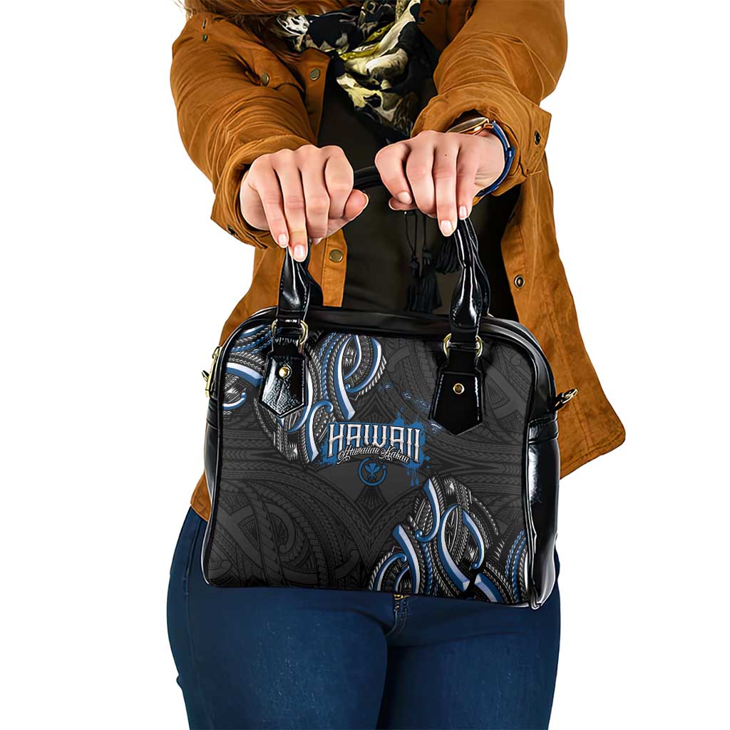 Traditional Art Hawaiian Kakau Tattoos Shoulder Handbag Blue Color - Polynesian Pride