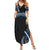 Traditional Art Hawaiian Kakau Tattoos Summer Maxi Dress Blue Color - Polynesian Pride