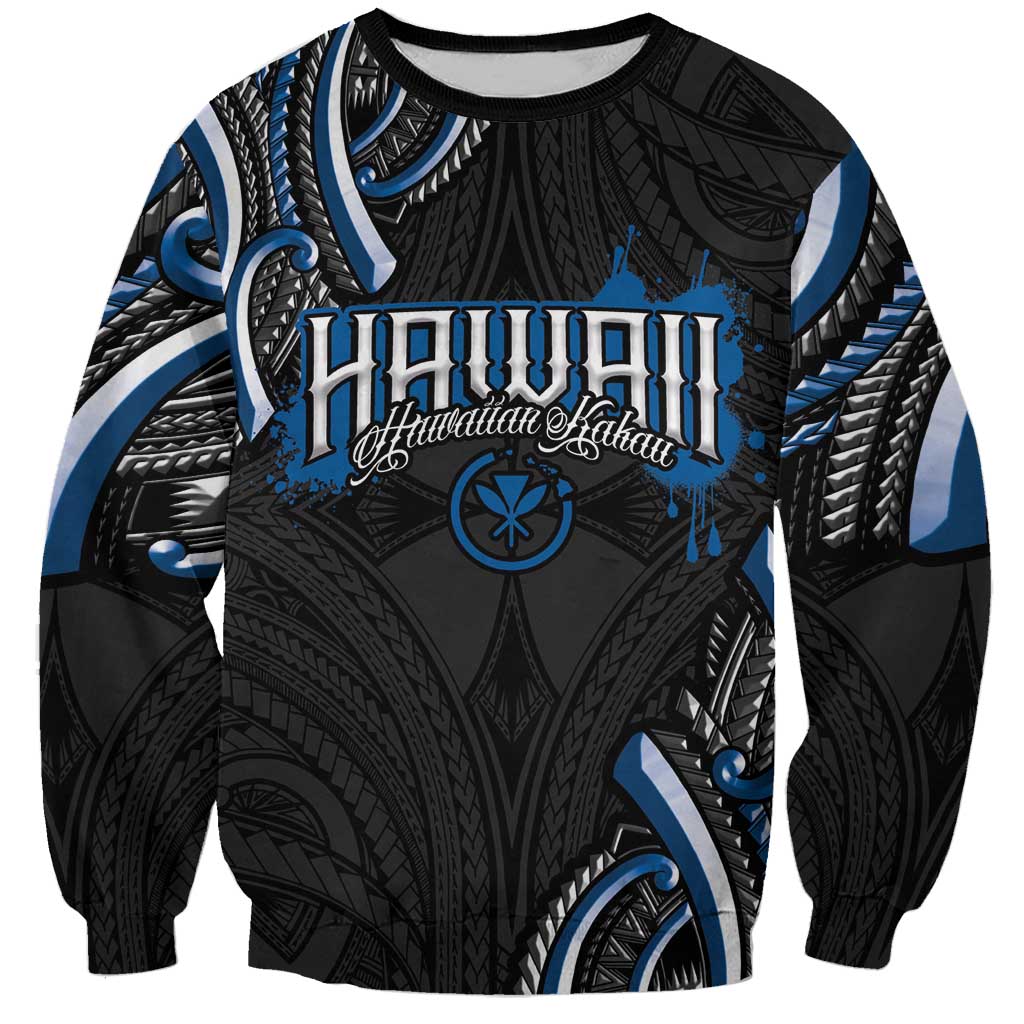 Traditional Art Hawaiian Kakau Tattoos Sweatshirt Blue Color - Polynesian Pride