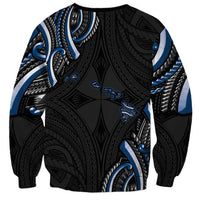 Traditional Art Hawaiian Kakau Tattoos Sweatshirt Blue Color - Polynesian Pride