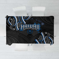 Traditional Art Hawaiian Kakau Tattoos Tablecloth Blue Color - Polynesian Pride