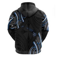 Traditional Art Hawaiian Kakau Tattoos Zip Hoodie Blue Color - Polynesian Pride